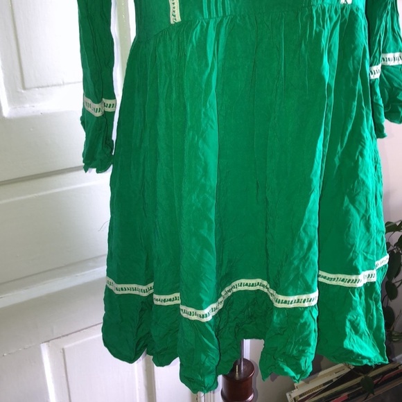 Violet Weekend 3/4 Ruffle Sleeve V Neck Mini Peasant Dress - Picture 3 of 8